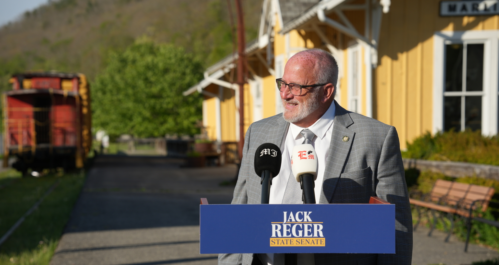 Reger Links Tourism, Education in Campaign Stop in Marlinton